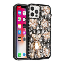 For iPhone 14 PRO Case Full Diamond Bling Phone Cover with Faux Jewel Ornaments