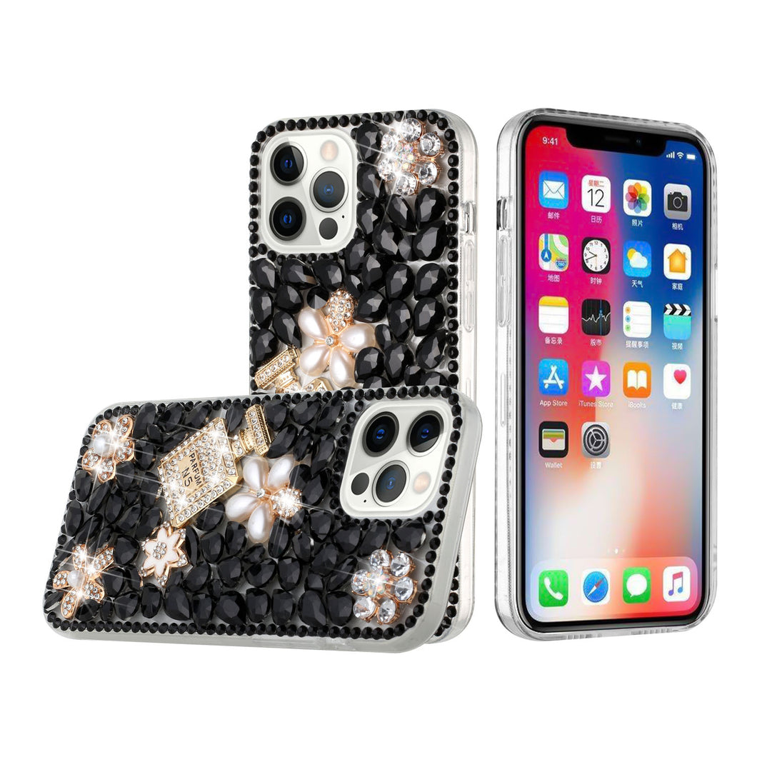 For iPhone 14 PRO Case Full Diamond Bling Phone Cover with Faux Jewel Ornaments