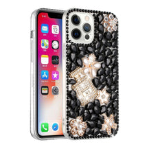 For iPhone 14 PRO Case Full Diamond Bling Phone Cover with Faux Jewel Ornaments