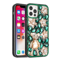 For iPhone 14 PRO Case Full Diamond Bling Phone Cover with Faux Jewel Ornaments