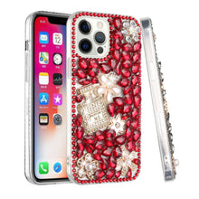 For iPhone 15 Case Full Diamond Bling w/ Faux Jewel Ornaments + 2 Tempered Glass