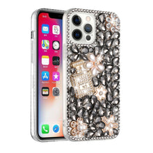 For iPhone 15 Case Full Diamond Bling w/ Faux Jewel Ornaments + 2 Tempered Glass