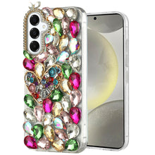 For Samsung S24/S25 Case Full Diamond Bling Cover 3D Jewels + Tempered Glass