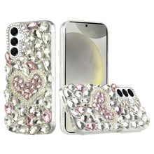 For Samsung S24/S25 Case Full Diamond Bling Cover 3D Jewels + Tempered Glass