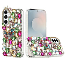 For Samsung S25 FE Case Full Diamond Bling 3D Jewel Ornaments + Tempered Glass
