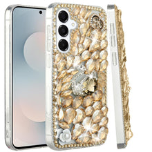 For Samsung S25 FE Case Full Diamond Bling 3D Jewel Ornaments + Tempered Glass