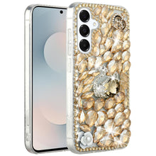 For Samsung S25 FE Case Full Diamond Bling 3D Jewel Ornaments + Tempered Glass
