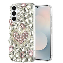 For Samsung S25 FE Case Full Diamond Bling 3D Jewel Ornaments + Tempered Glass