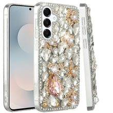 For Samsung S25 FE Case Full Diamond Bling 3D Jewel Ornaments + Tempered Glass