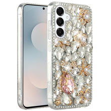 For Samsung S25 FE Case Full Diamond Bling 3D Jewel Ornaments + Tempered Glass