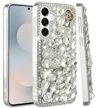 For Samsung S25 FE Case Full Diamond Bling 3D Jewel Ornaments + Tempered Glass