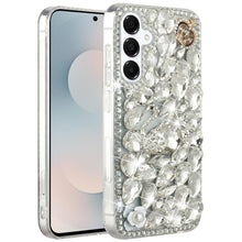 For Samsung S25 FE Case Full Diamond Bling 3D Jewel Ornaments + Tempered Glass