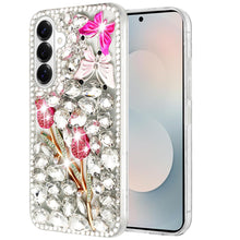 For Samsung S26 6.3" Case Full Diamond Bling 3D Jewel Ornaments + Tempered Glass