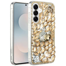 For Samsung S26 6.3" Case Full Diamond Bling 3D Jewel Ornaments + Tempered Glass