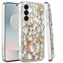 For Samsung S26 6.3" Case Full Diamond Bling 3D Jewel Ornaments + Tempered Glass