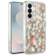 For Samsung S26 6.3" Case Full Diamond Bling 3D Jewel Ornaments + Tempered Glass