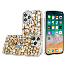 For iPhone 15 Case Full Bling Faux Diamond Cross Jewel Cover + 2 Tempered Glass