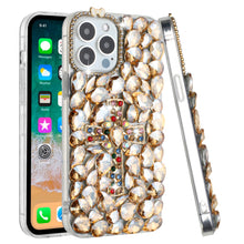 For iPhone 15 PRO Case Full Bling Cross 3D Jewel Phone Cover + 2 Tempered Glass