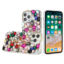 For iPhone 15 Case Full Bling Faux Diamond Cross Jewel Cover + 2 Tempered Glass