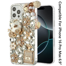 For iPhone 16 PRO MAX Case Bling Diamond Rhinestone 3D Jewel + Tempered Glass