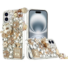 For iPhone 16 Plus 6.7in Case Bling Diamond Rhinestone 3D Jewel + Tempered Glass