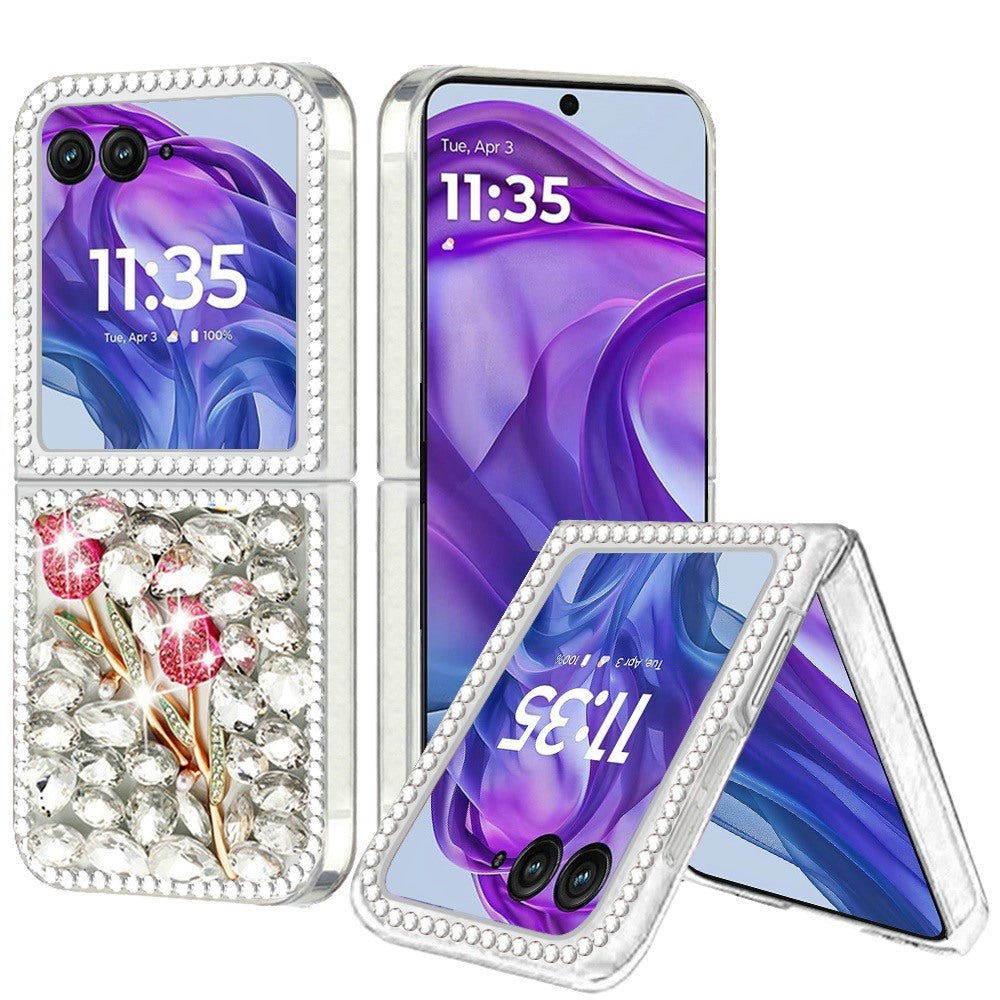 For Motorola Razr+ Plus 2024 Case Full Bling Diamond Rhinestone Phone Cover