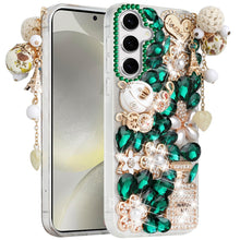 For Samsung S24/S25 Case Bling Faux Diamond Rhinestone Jewel + Tempered Glass