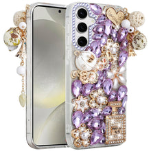 For Samsung S24/S25 Case Bling Faux Diamond Rhinestone Jewel + Tempered Glass