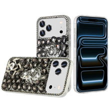 For iPhone 17 Pro Max Case Full Bling Faux Diamond 3D Rose Jewel +Tempered Glass