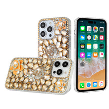 For iPhone 14 PRO MAX Case Full Bling Faux Diamond 3D Rose Jewel Fashion Cover