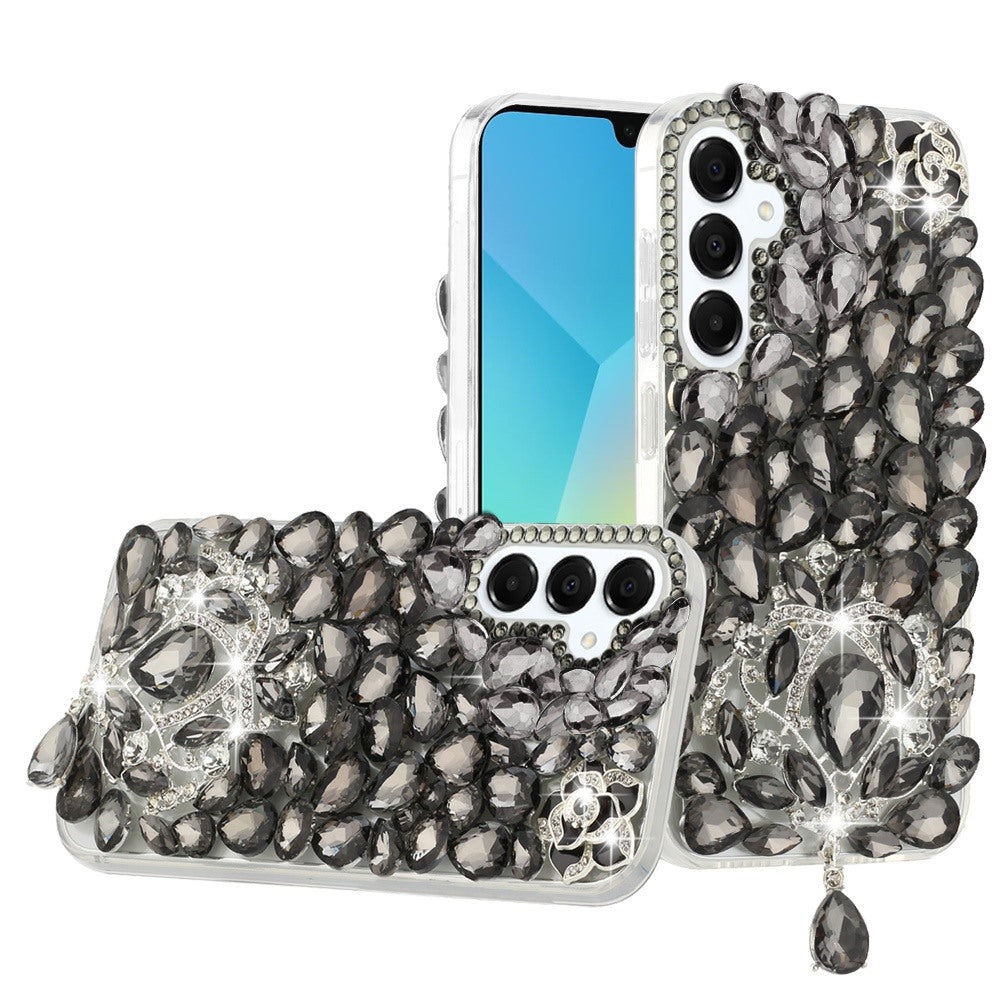 For Samsung A16 5G Case Full Bling Large 3D Jewel Phone Cover + Tempered Glass