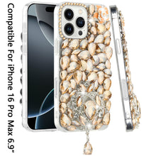 For iPhone 16 PRO MAX Case Full Bling Large 3D Jewel Phone Cover +Tempered Glass