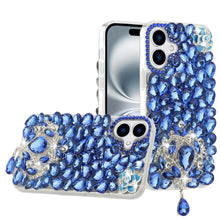 For iPhone 16 6.1inch Case Full Bling Large 3D Jewel Phone Cover +Tempered Glass