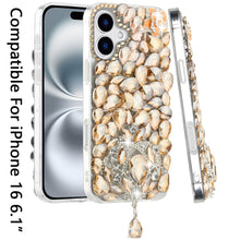 For iPhone 16 6.1inch Case Full Bling Large 3D Jewel Phone Cover +Tempered Glass