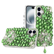 For iPhone 16 6.1inch Case Full Bling Large 3D Jewel Phone Cover +Tempered Glass