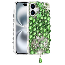 For iPhone 16 6.1inch Case Full Bling Large 3D Jewel Phone Cover +Tempered Glass