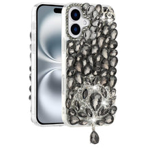 For iPhone 16 6.1inch Case Full Bling Large 3D Jewel Phone Cover +Tempered Glass