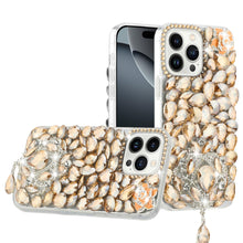 For iPhone 16 Pro 6.3in Case Full Bling Large 3D Jewel Cover + Tempered Glass