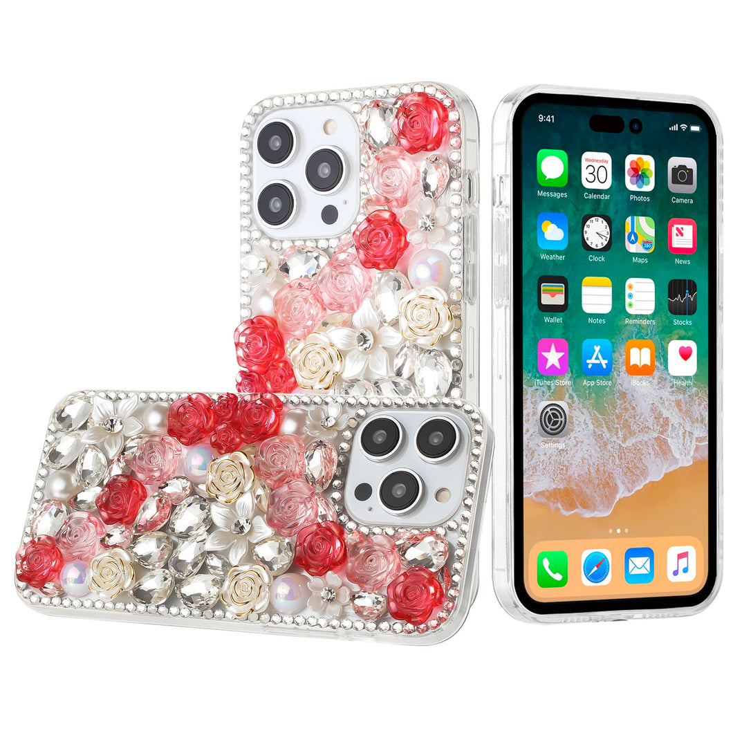 For Samsung Galaxy S24+ Plus Case Full Rhinestone 3D Rose Bling Phone Cover