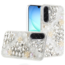 For Samsung A17 5G Case Full Rhinestone 3D Rose Bling Cover + Tempered Glass