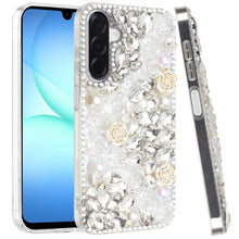 For Samsung A17 5G Case Full Rhinestone 3D Rose Bling Cover + Tempered Glass