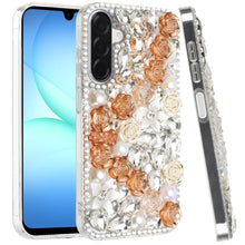 For Samsung A17 5G Case Full Rhinestone 3D Rose Bling Cover + Tempered Glass
