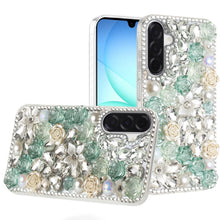 For Samsung A17 5G Case Full Rhinestone 3D Rose Bling Cover + Tempered Glass