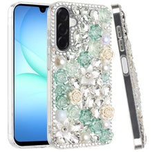 For Samsung A17 5G Case Full Rhinestone 3D Rose Bling Cover + Tempered Glass