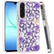 For Samsung A17 5G Case Full Rhinestone 3D Rose Bling Cover + Tempered Glass