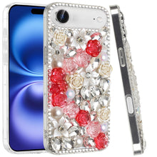 For iPhone Air Case Full Jewel with 3D Roses Bling Phone Cover + Tempered Glass