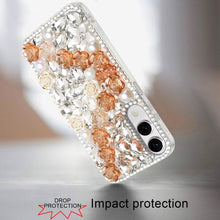 For Samsung S25 Edge Case Full Rhinestone 3D Rose Bling Cover + Tempered Glass
