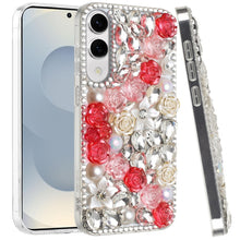 For Samsung S25 Edge Case Full Rhinestone 3D Rose Bling Cover + Tempered Glass