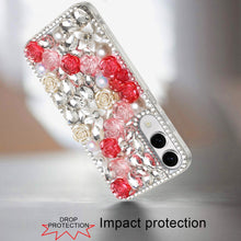 For Samsung S25 Edge Case Full Rhinestone 3D Rose Bling Cover + Tempered Glass