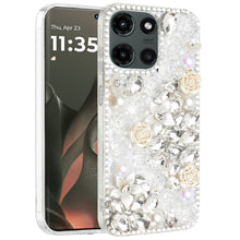 For Motorola Edge 2025 Case Full Rhinestone 3D Rose Bling Fashion Phone Cover